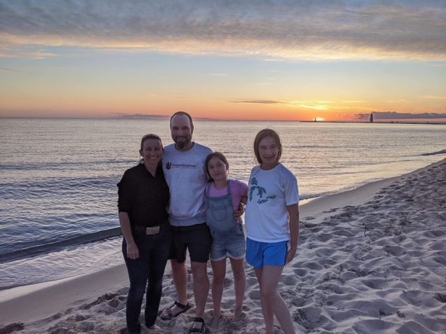 Family on beach